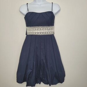 Speechless navy white bubble hem cottage cute short minimalist dress size 5